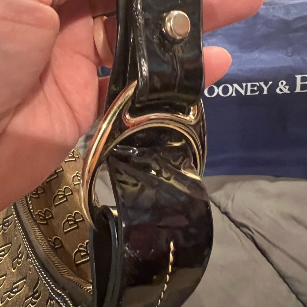 Dooney & Bourke Brown and Black Monogram Hobo Women's Bag - Picture 8 of 12